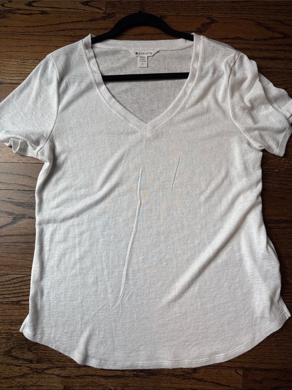 Athleta White V-Neck Short Sleeve Tee